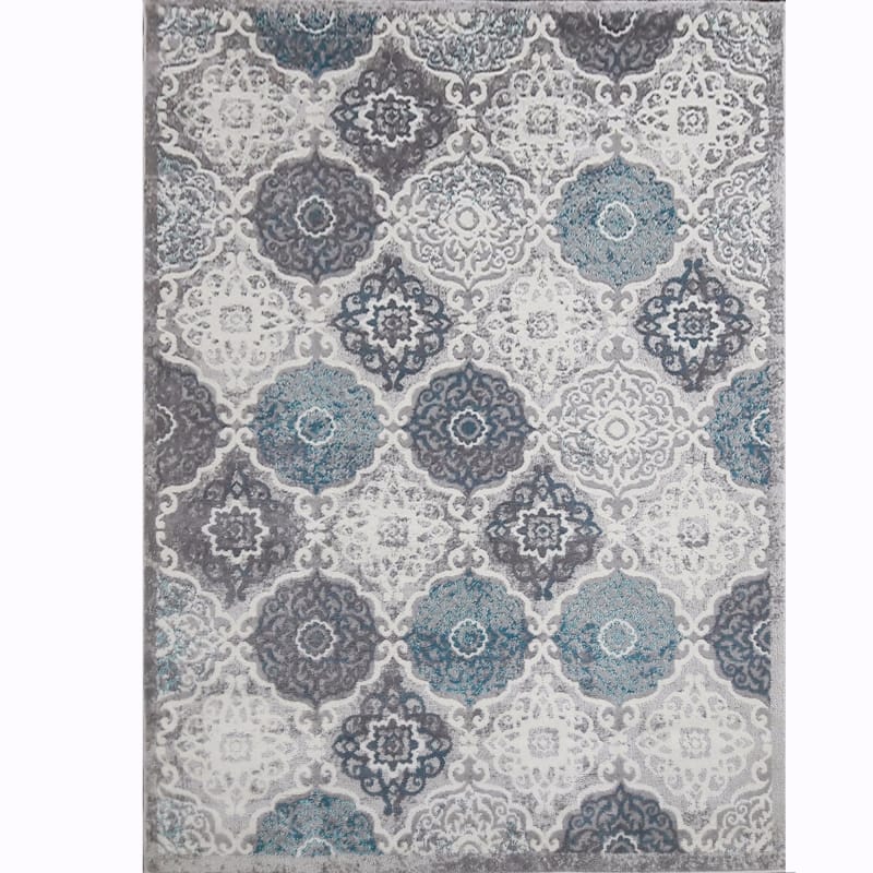 769924487532 7 Ft. 9 In. X 10 Ft. 2 In. Boho Andorra Area Ikat Rug - Gray & Blue