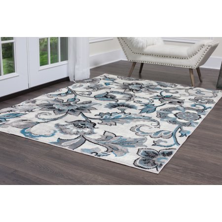 769924487617 5 Ft. 2 In. X 7 Ft. 2 In. Boho Odesa Area Ikat Rug - Ivory & Blue