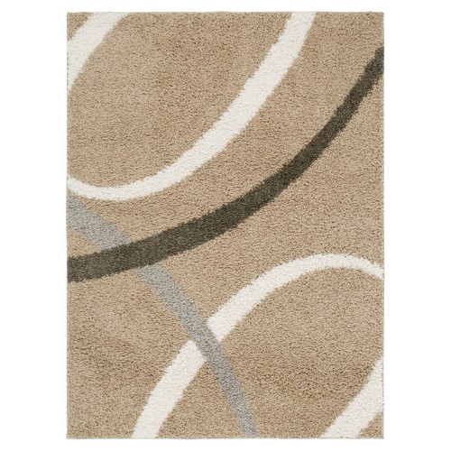 769924494158 5 Ft. 2 In. X 7 Ft. 2 In. Synergy Quill Area Abstract Rug - White & Beige