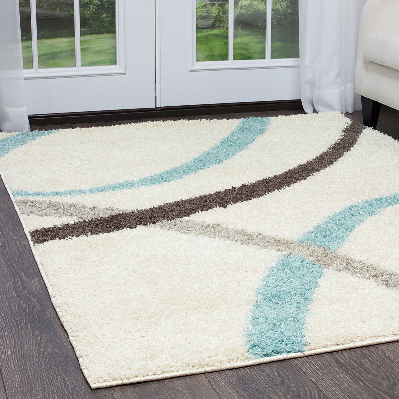 769924497500 7 Ft. 9 In. X 10 Ft. 2 In. Synergy Quill Area Abstract Rug - White & Aqua