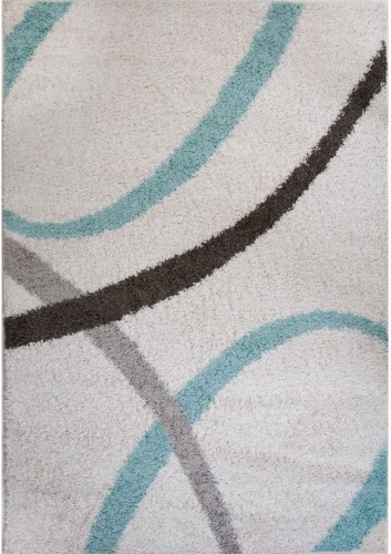 769924497548 5 Ft. 2 In. X 7 Ft. 2 In. Synergy Quill Area Abstract Rug - White & Aqua