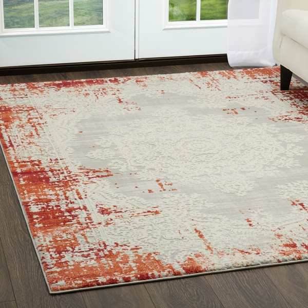 769924519707 7 Ft. 9 In. X 10 Ft. 2 In. Palmyra Rene Area Distressed Rug - Red