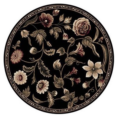 769924129128 7 Ft. 10 In. Optimum Amell Round Area Floral Rug - Black