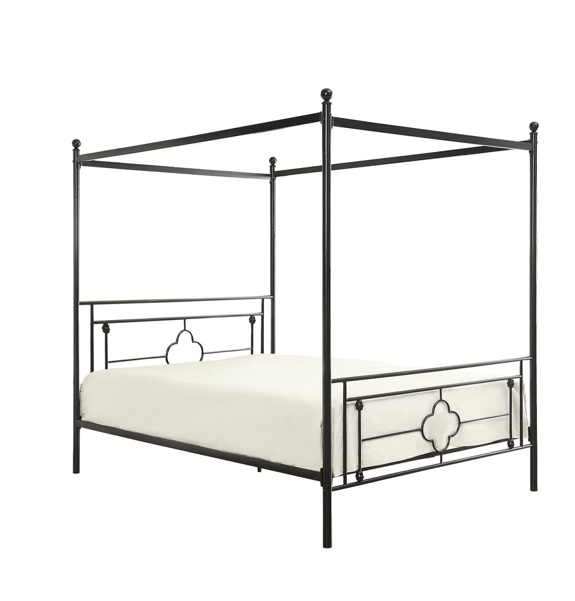 77 In. Queen Size Hosta Metal Canopy Platform Bed With Round Post - Vintage