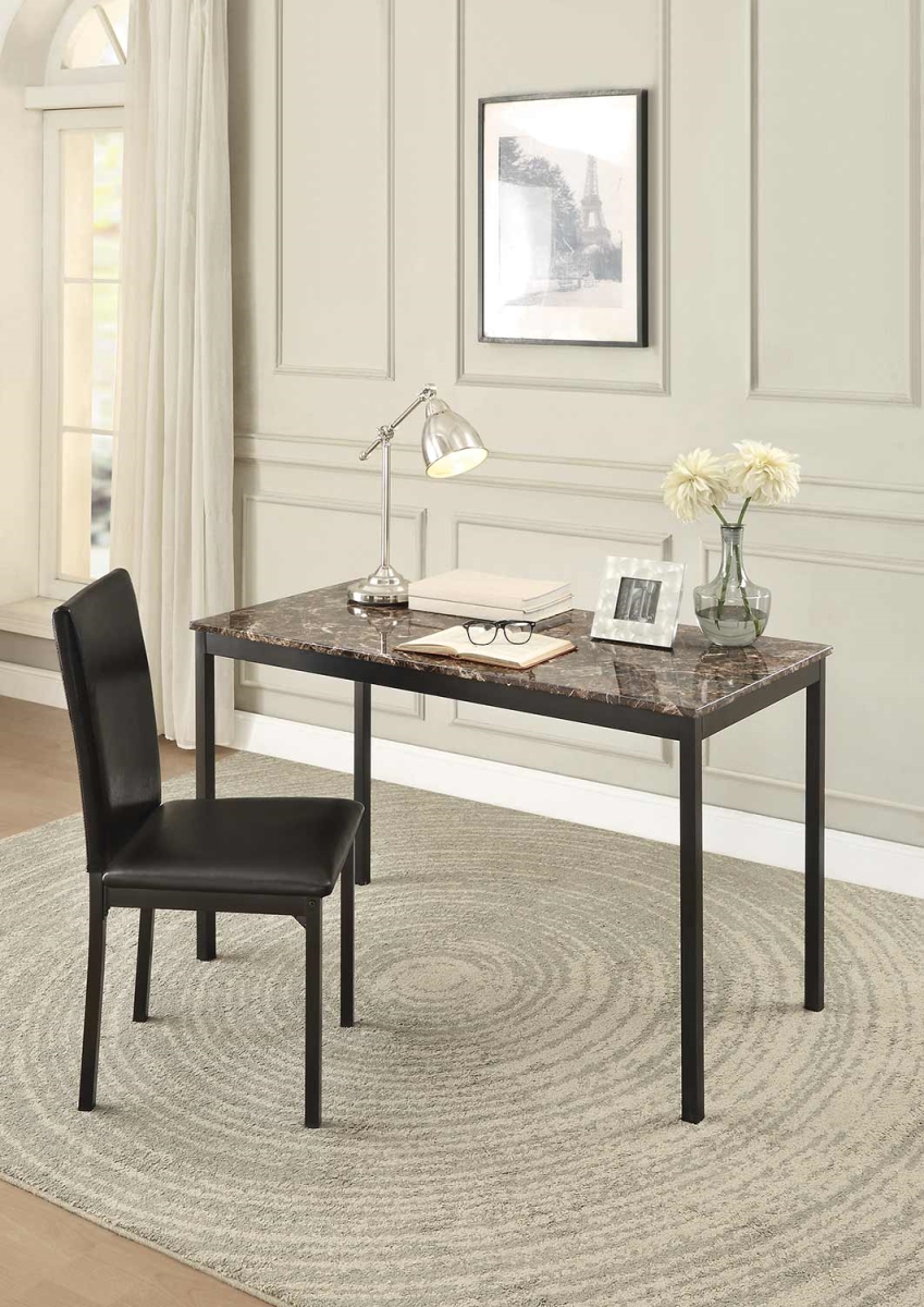 2601-15 30 X 23.75 X 48 In. Tempe Writing Desk & Chair With Faux Marble Top - Black