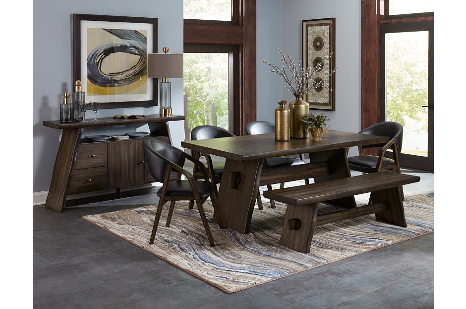 5555-72 30 X 72 X 40 In. 2 Piece Cabezon Dining Table With Live Edge Top - Dark Brown