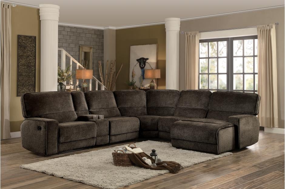 8238-lc 40 X 62.5 X 42 In. Shreveport Left Side Chaise With Push Back Recliner - Brown
