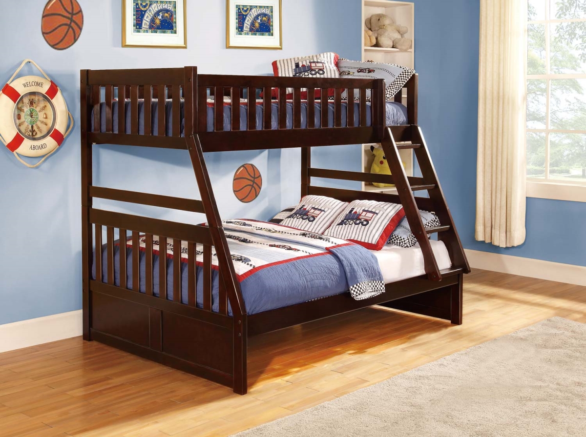 B2013tfdc-1 65.5 X 56.25 X 78 In. 3 Piece Rowe Twin Over Full Size Bunk Bed - Dark Cherry