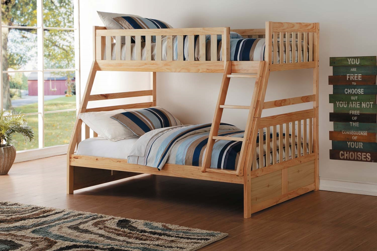 B2043tf-1 65 X 57.5 X 77.75 In. 3 Piece Bartly Twin Over Full Size Bunk Bed - Natural Pine