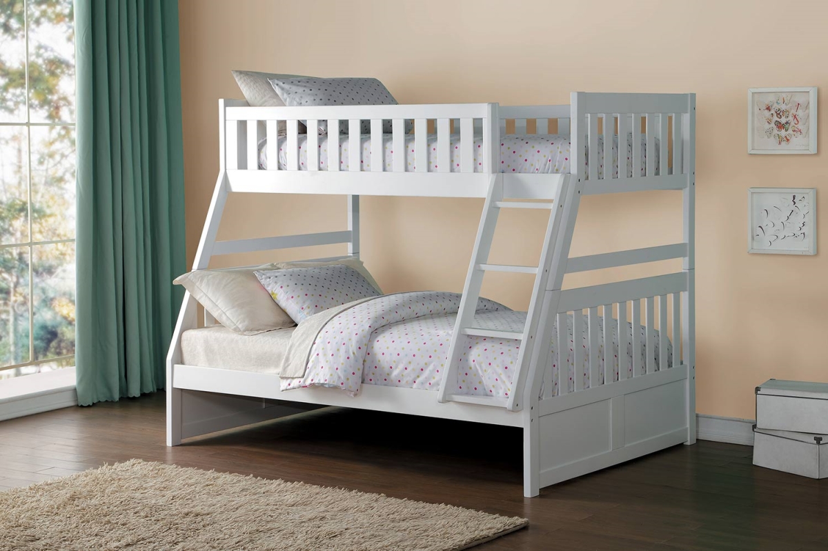 B2053tfw-1 65 X 57.5 X 77.75 In. 3 Piece Galen Twin Over Full Size Bunk Bed - White