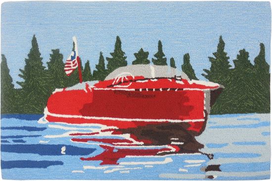 Py-hd005 22 X 34 In. Polyester Vintage Motor Boat Rug
