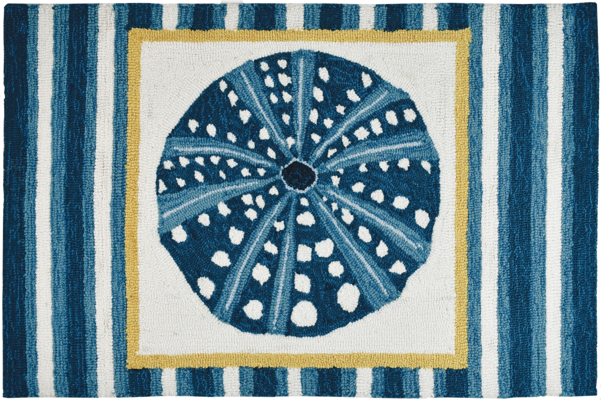 Py-ea004 22 X 34 In. Sea Urchin Tile Indoor Accent Rug, Blue