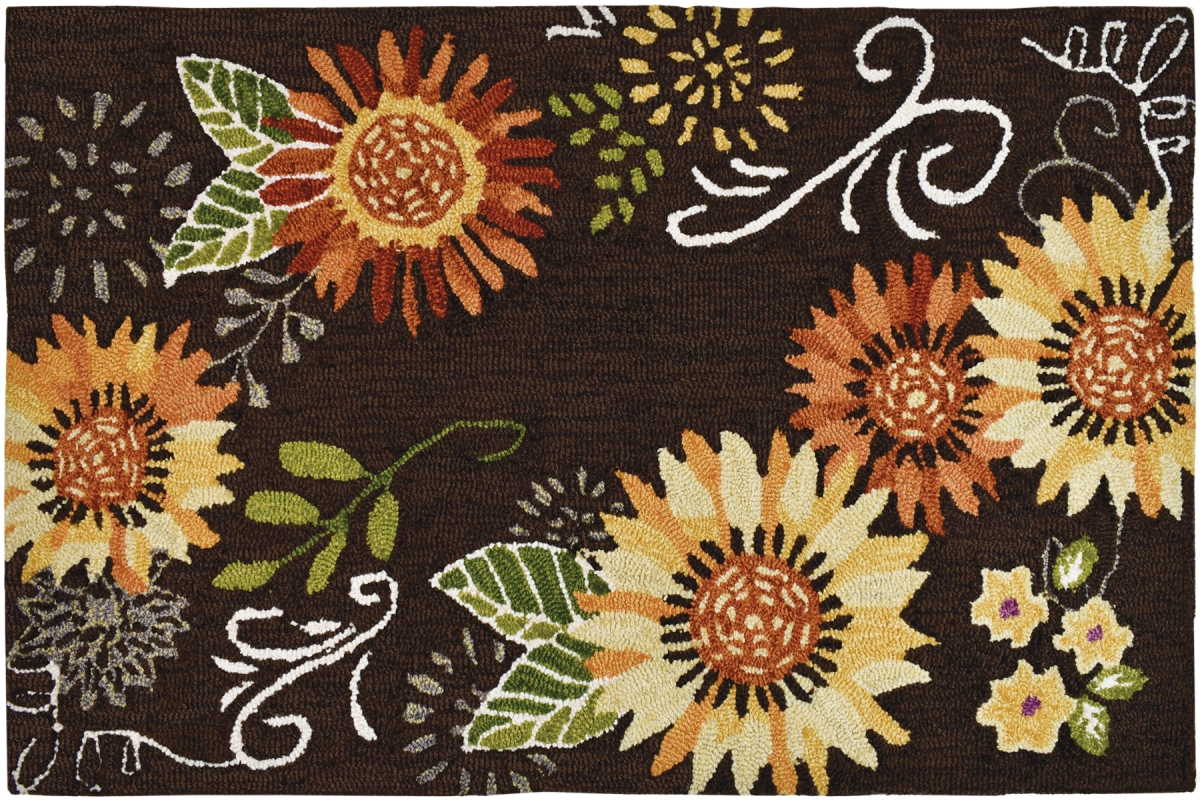 Py-jb114 22 X 34 In. Sunflower On Brown Indoor Accent Rug, Brown