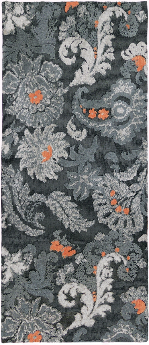 Pmf-bt001j 26 X 60 In. Flannel Floral Indoor Area Rug, Gray