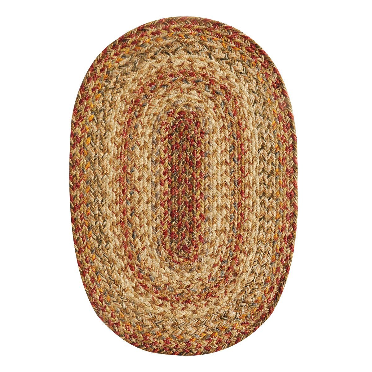 594075 Harvest Hudson Jute Braided Rugs - Placemats - Oval