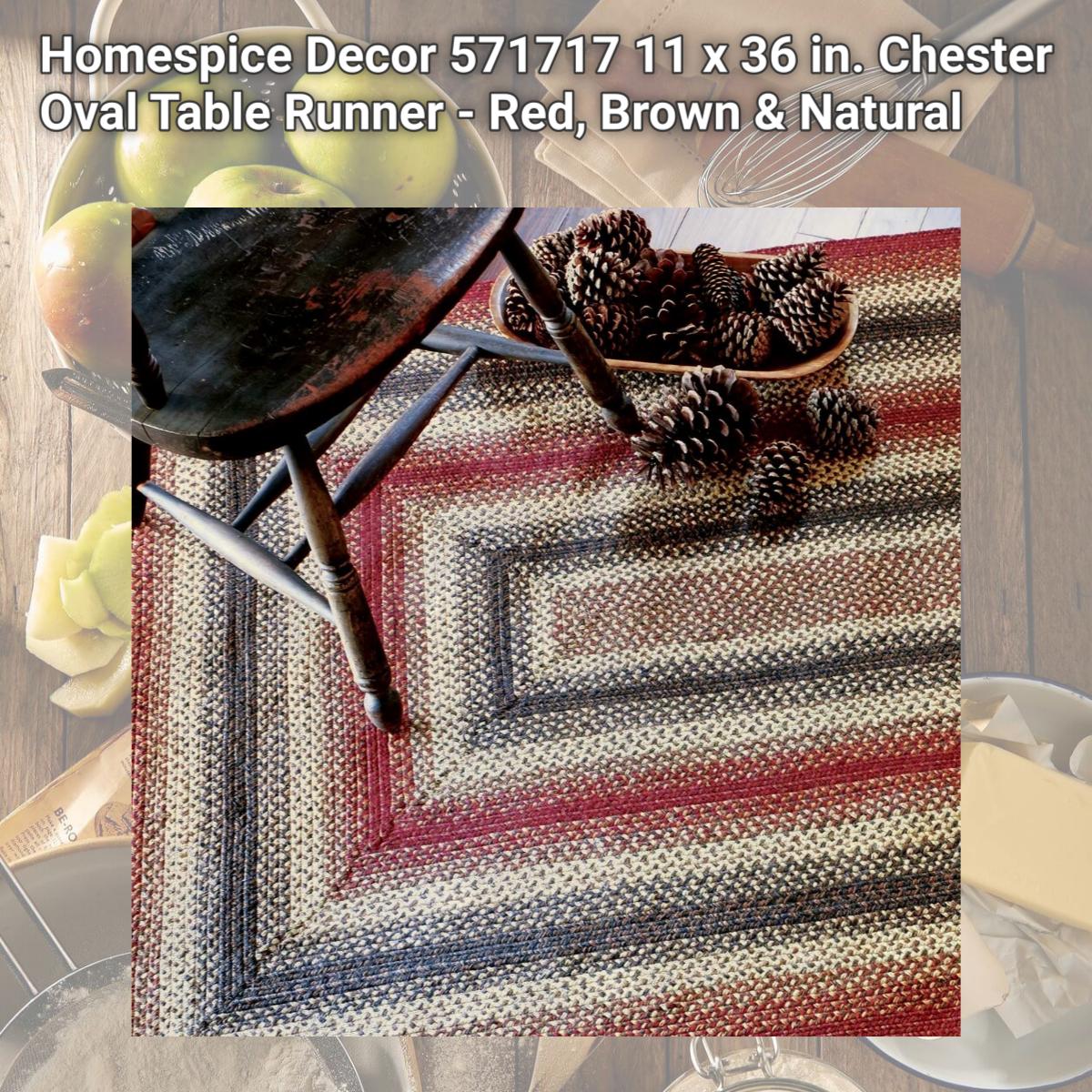 Picture of Homespice Decor 571717 11 x 36 in. Chester Oval Table Runner - Red, Brown & Natural