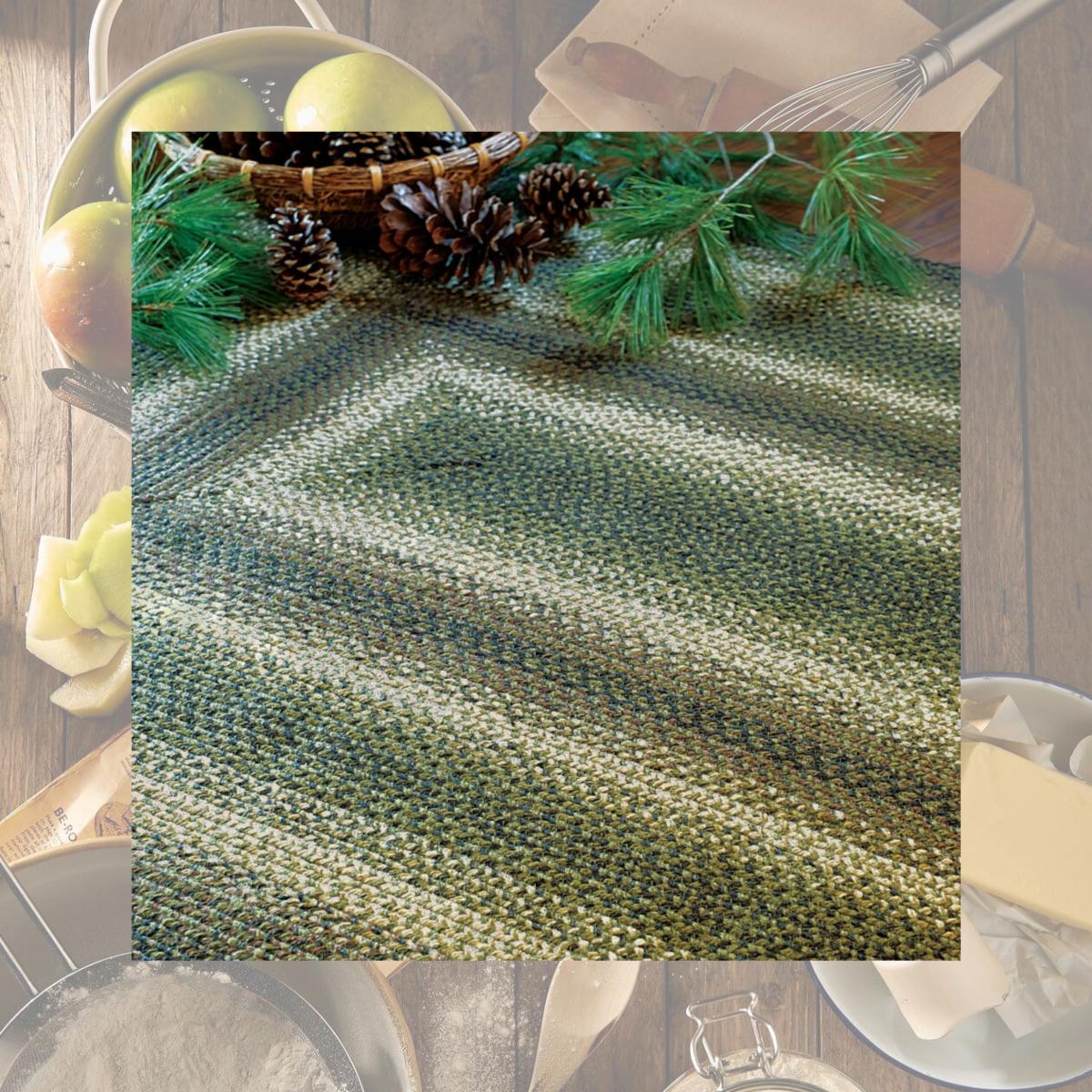 Picture of Homespice Decor 571748 11 x 36 in. Pinecone Oval Table Runner - Green, Cream & Grey