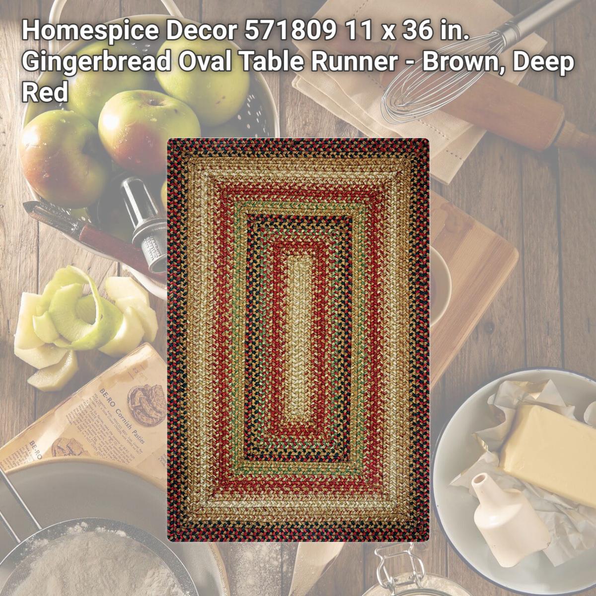 Picture of Homespice Decor 571809 11 x 36 in. Gingerbread Oval Table Runner - Brown, Deep Red