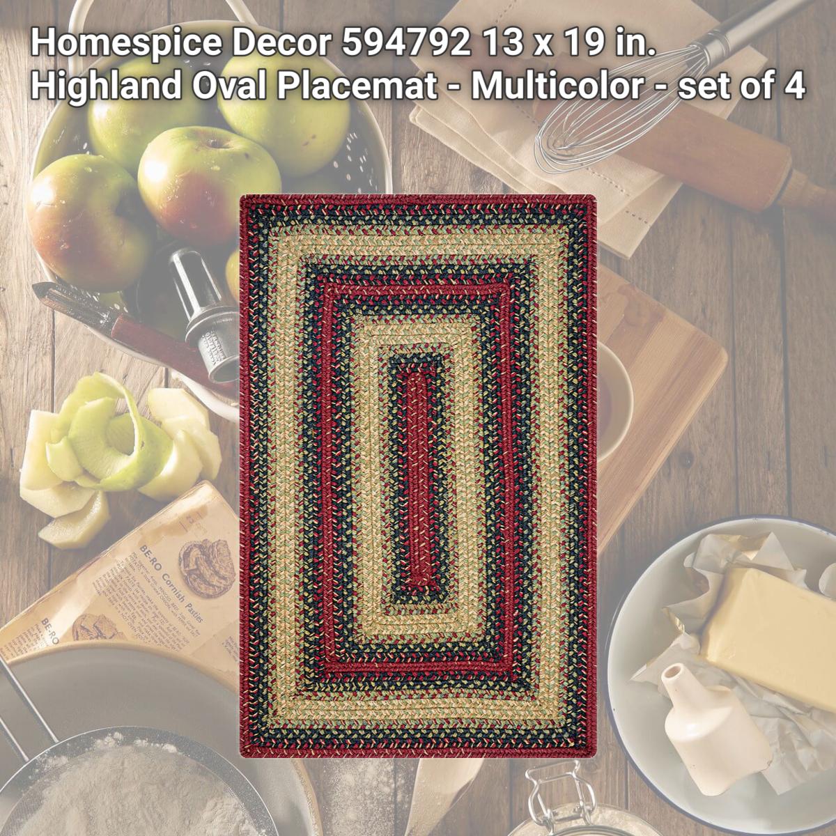 Picture of Homespice Decor 594792 13 x 19 in. Highland Oval Placemat - Multicolor - set of 4