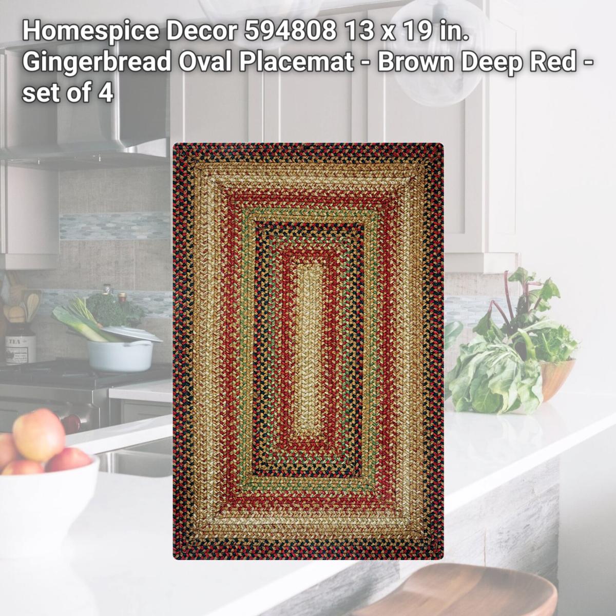 Picture of Homespice Decor 594808 13 x 19 in. Gingerbread Oval Placemat - Brown  Deep Red - set of 4