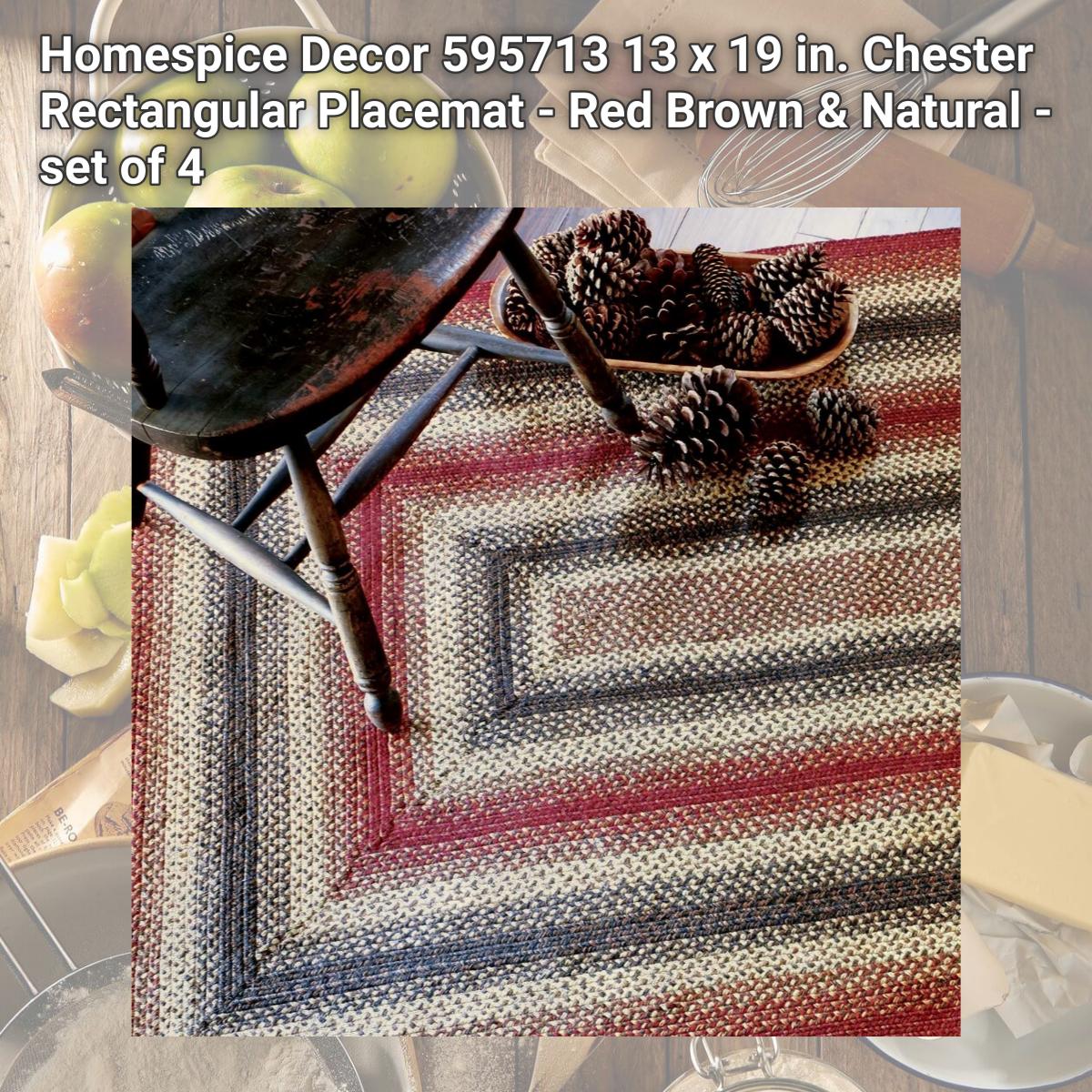 Picture of Homespice Decor 595713 13 x 19 in. Chester Rectangular Placemat - Red  Brown &amp; Natural - set of 4