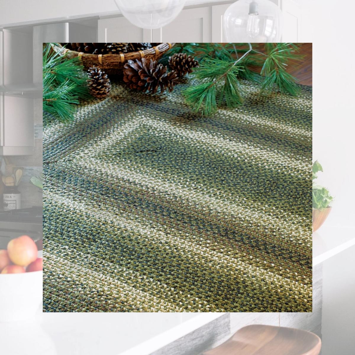 Picture of Homespice Decor 595744 13 x 19 in. Pinecone Rectangular Placemat - Green  Cream &amp; Grey - set of 4