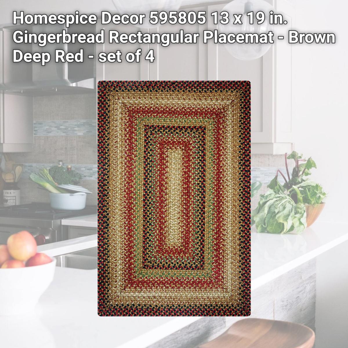Picture of Homespice Decor 595805 13 x 19 in. Gingerbread Rectangular Placemat - Brown  Deep Red - set of 4