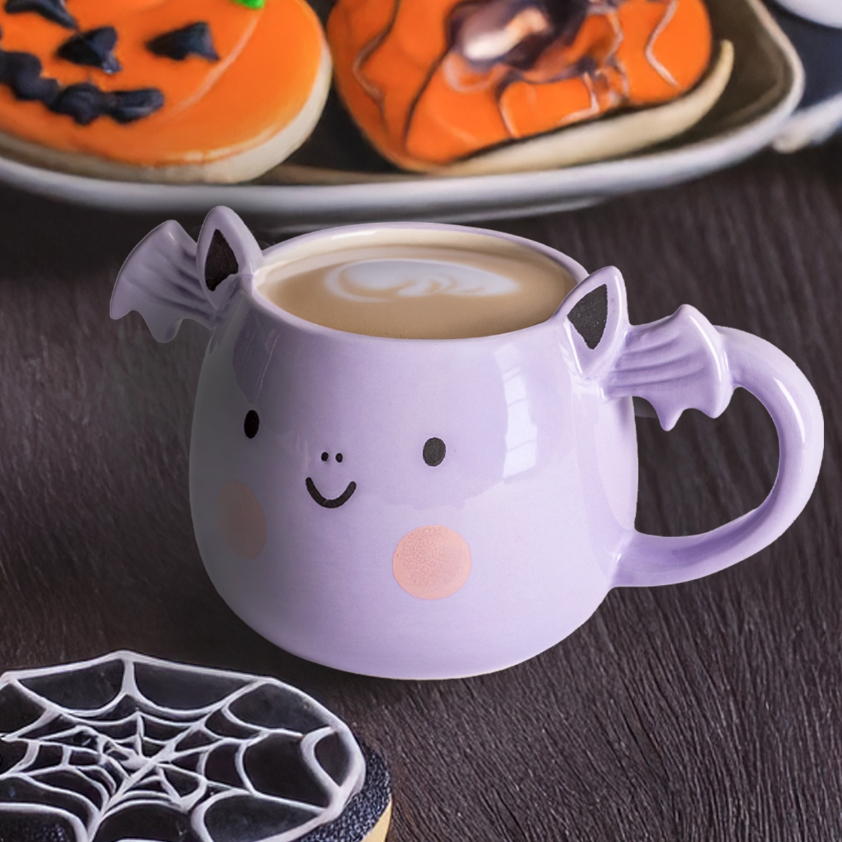 Picture of Home Essentials & Beyond 92144 19 oz Purple Bat Face Mug for Unisex
