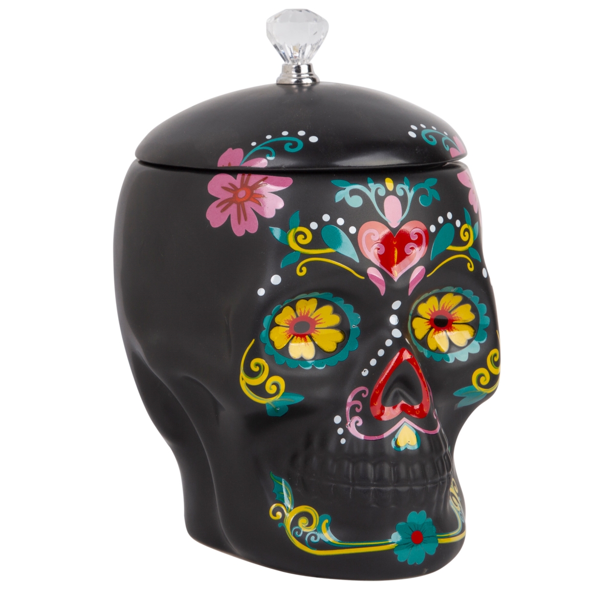 Picture of Home Essentials & Beyond R24-93918 52 oz Skull Canister with Crystal Finial for Unisex