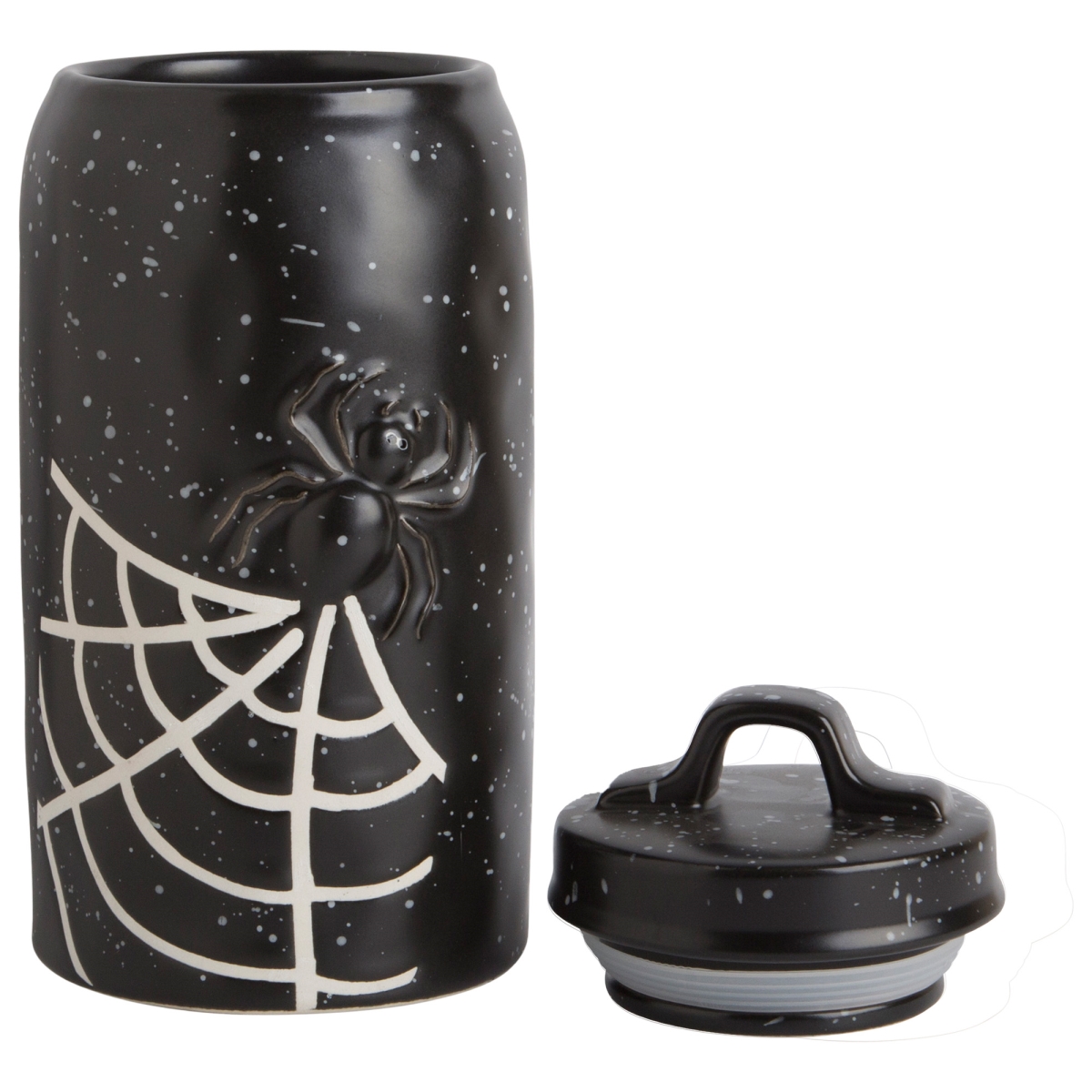 Picture of Home Essentials & Beyond R24-94076 46 oz Black Spider Web Canister with Lid for Unisex