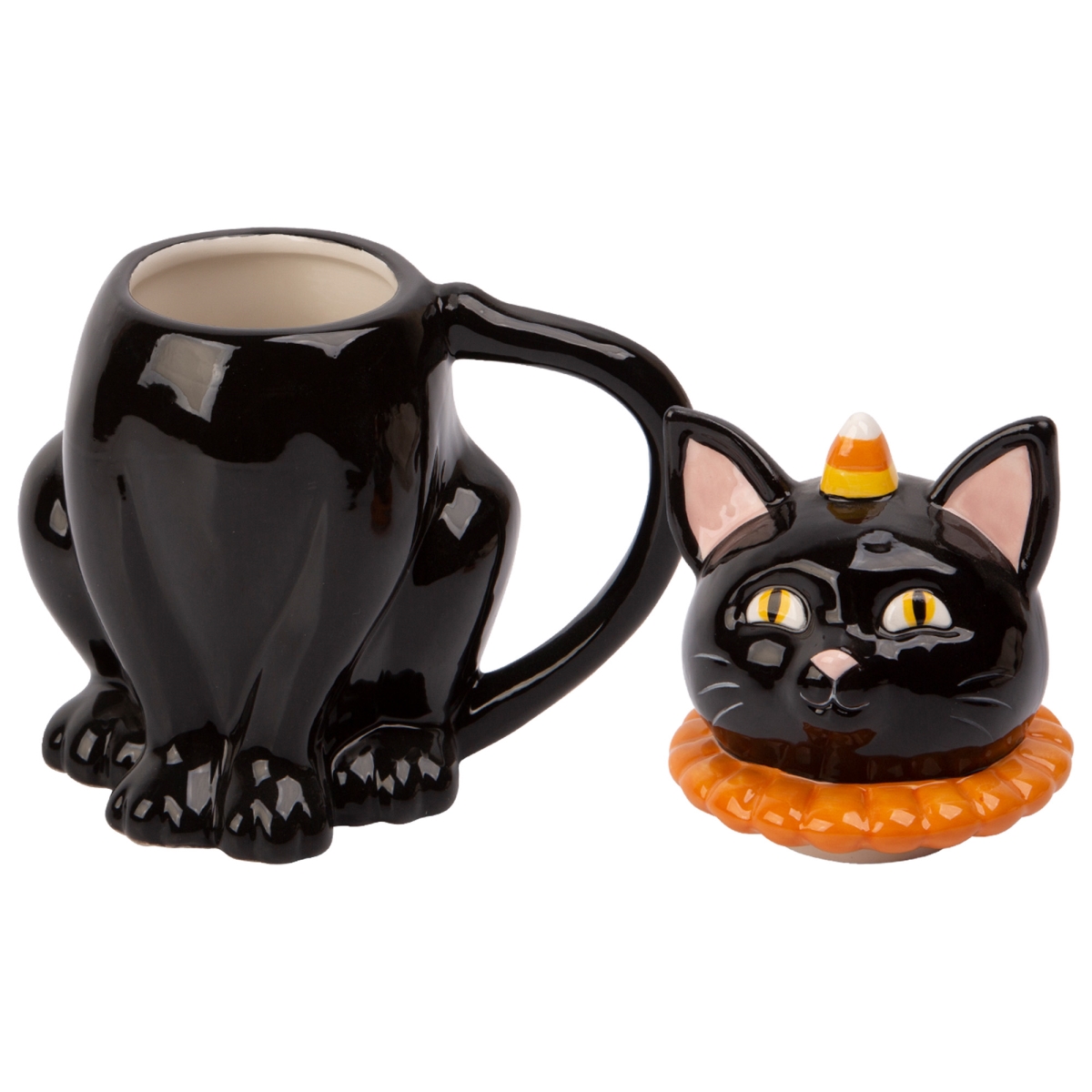 Picture of Home Essentials & Beyond R24-95567 19 oz Black Cat Mug with Lid for Unisex