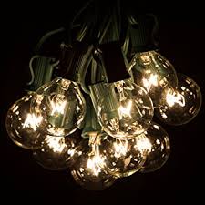 Hometown Evolution G40cl50g 50 Ft. Outdoor String Lights G40 Clear 1.6 In. Bulbs And Green Cord - Set Of 50