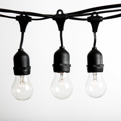 Hometown Evolution 24 Ft. E26 Commercial Outdoor String Lights With 12 Suspended Sockets And A15 Clear Bulbs