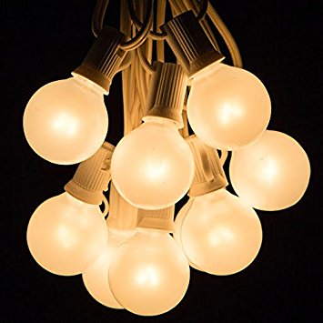 Hometown Evolution G40wp50w 50 Ft. Outdoor String Lights - Set Of 50 G40 White Satin 1.6 In. Bulbs And White Cord