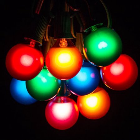 Hometown Evolution G40as25g 25 Ft. Outdoor String Lights G40 Assorted Color 1.6 In. Bulbs And Green Cord - Set Of 25