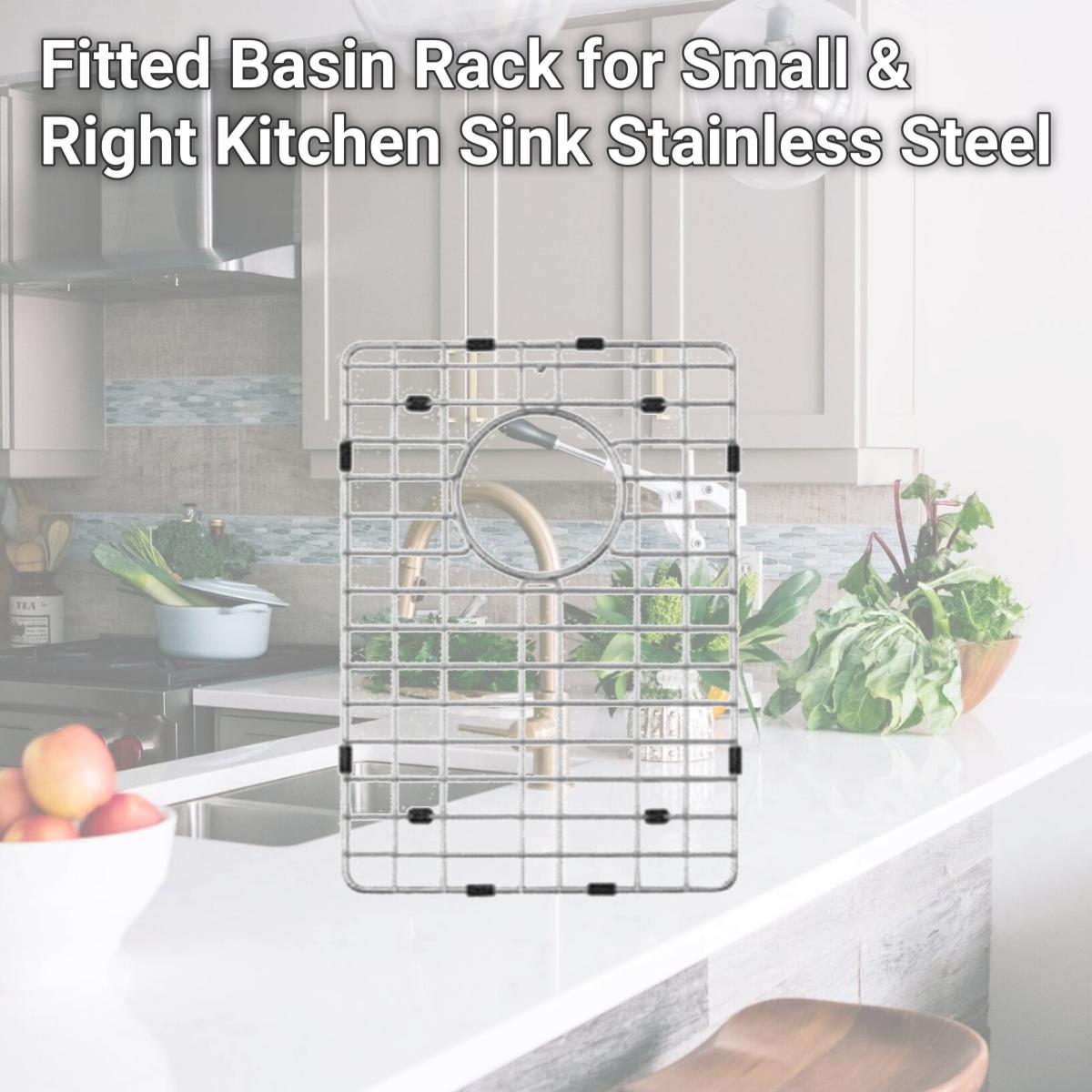 Picture of Miseno MNOGRS3320F6040 Fitted Basin Rack for Small & Right Kitchen Sink, Stainless Steel