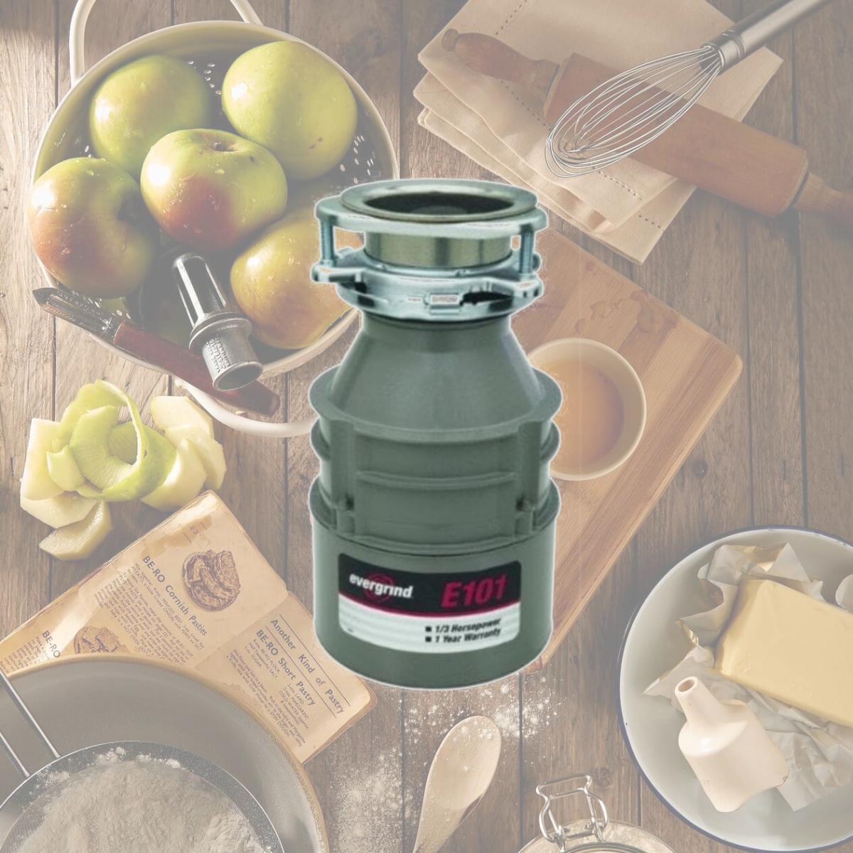 Picture of InSinkErator E101W-C 6.375 in. Evergrind Single Phase Continuous Feed Food Waste Disposer with 0.33 HP Enamel Power Cord in Waterborne Grey