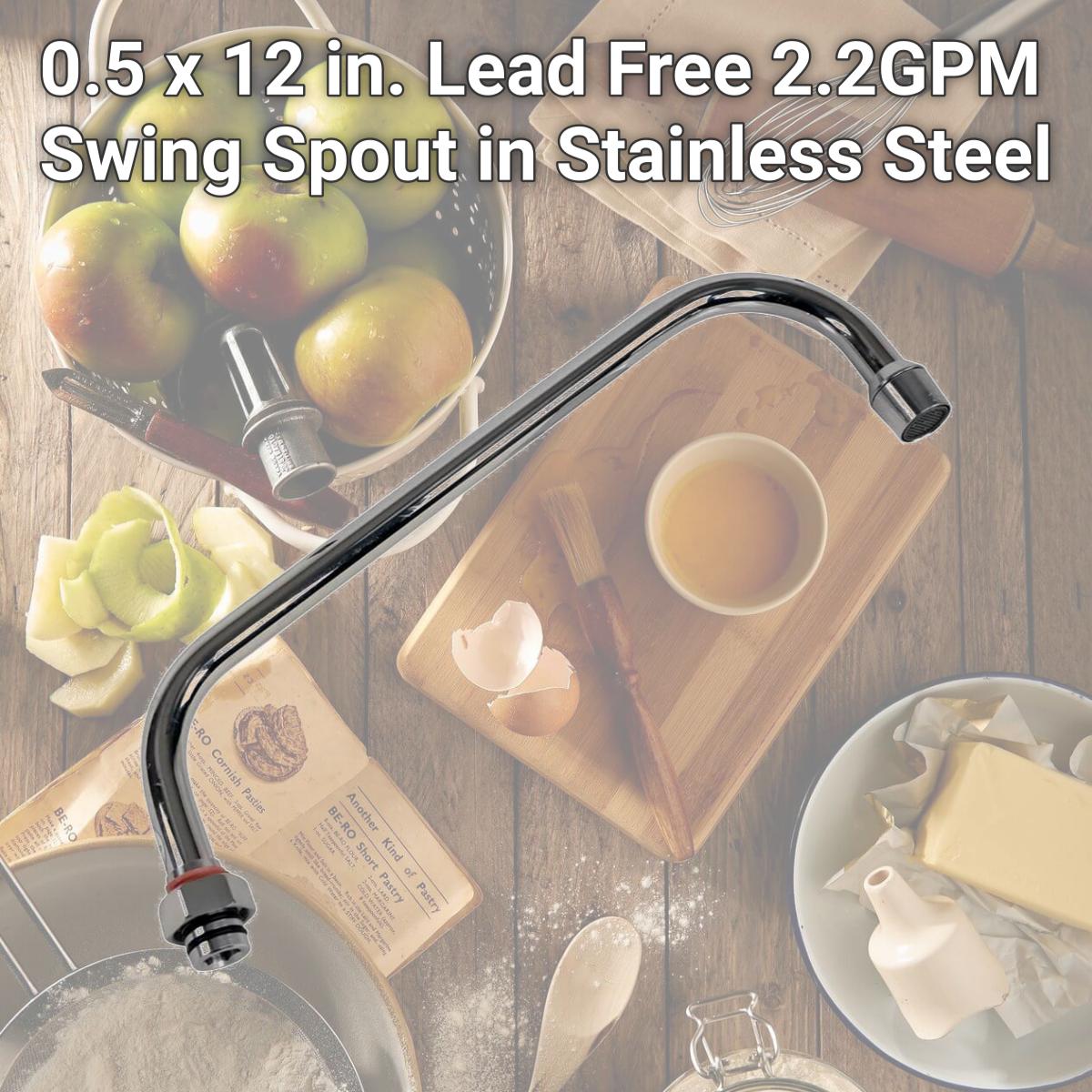 Picture of Lincoln Products F54410 0.5 x 12 in.  2.2GPM Swing Spout in Stainless Steel