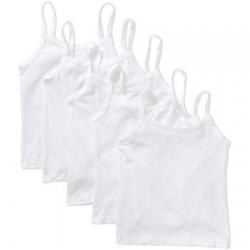 00043935748807 Toddler Girls Camisole, White - Pack Of 5