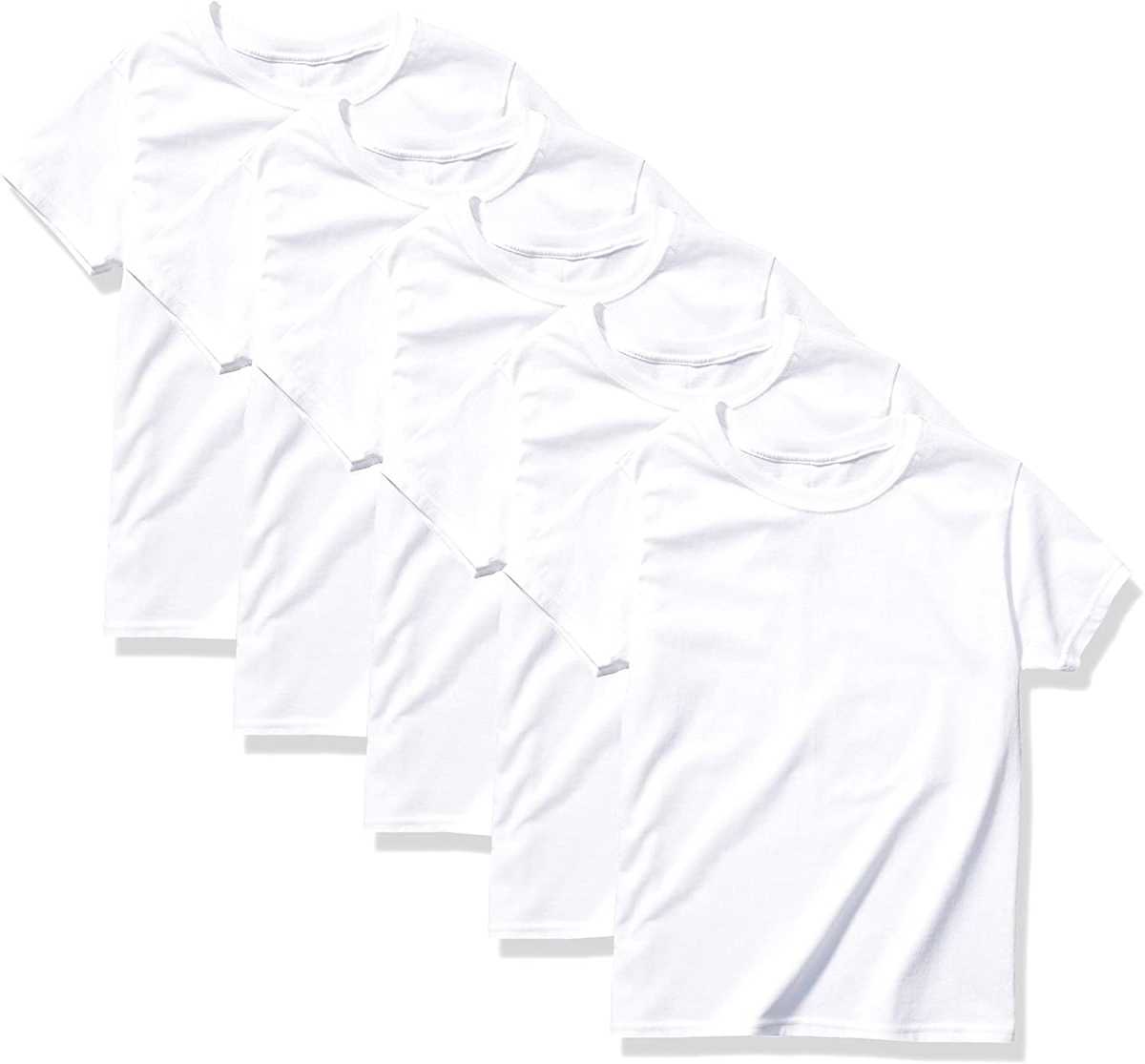 192503320218 Boys EcoSmart Crewneck Undershirt, White - Medium - Pack of 5