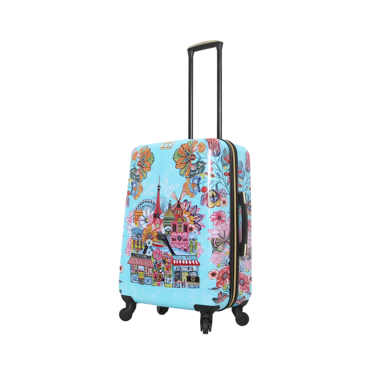 H1004-24-colnn 24 In. Car Pintos Oh La La Floral Cartoon Carry On Luggage, Multicolor