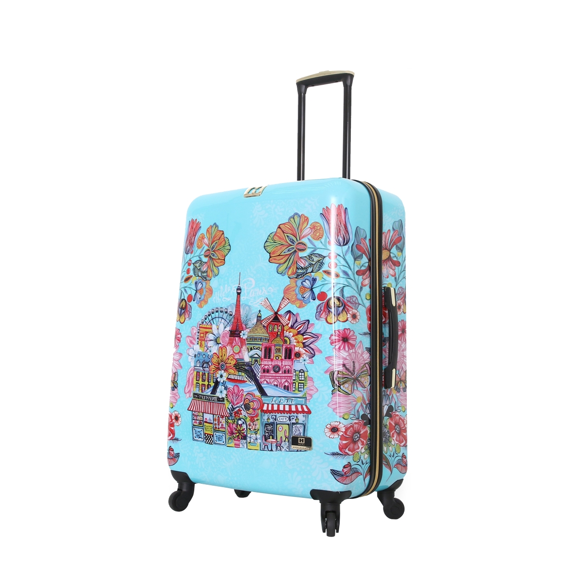 H1004-28-colnn 28 In. Car Pintos Oh La La Floral Cartoon Carry On Luggage, Multicolor