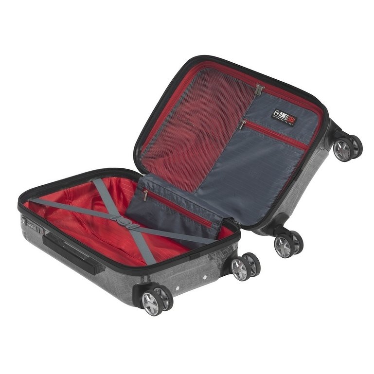 Pt004-19in-red Smart Tech Case Hardside Spinner Carry-on Luggage, Red