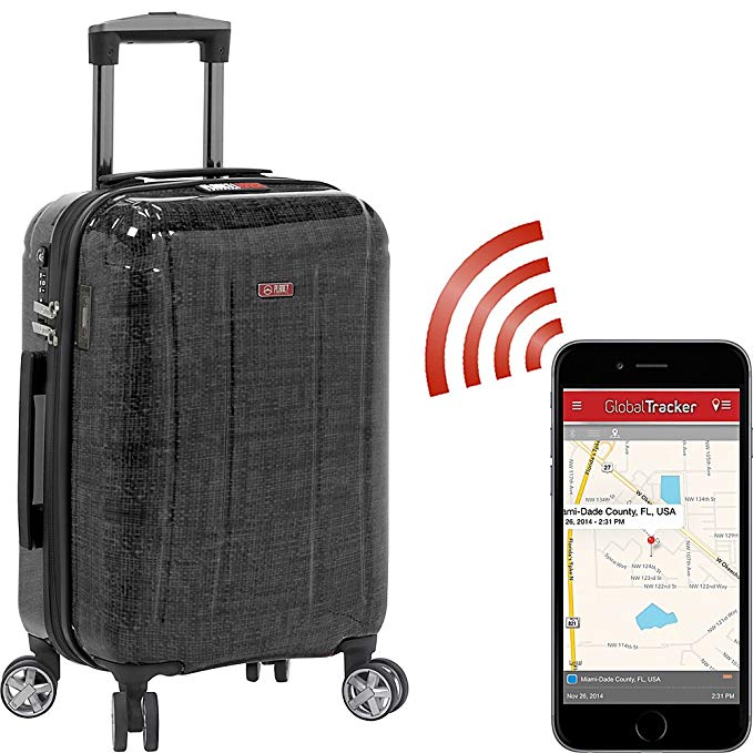 Pt004-28in-blk 28 In. Smart Tech Case Hardside Spinner Luggage, Black