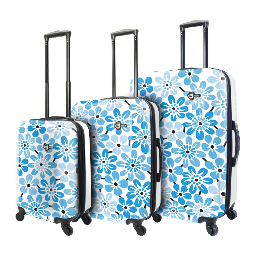 Italy M1506-03pc-blun Ekko Hardside 3 Piece Spinner Luggage Set With Number Lock, Blue
