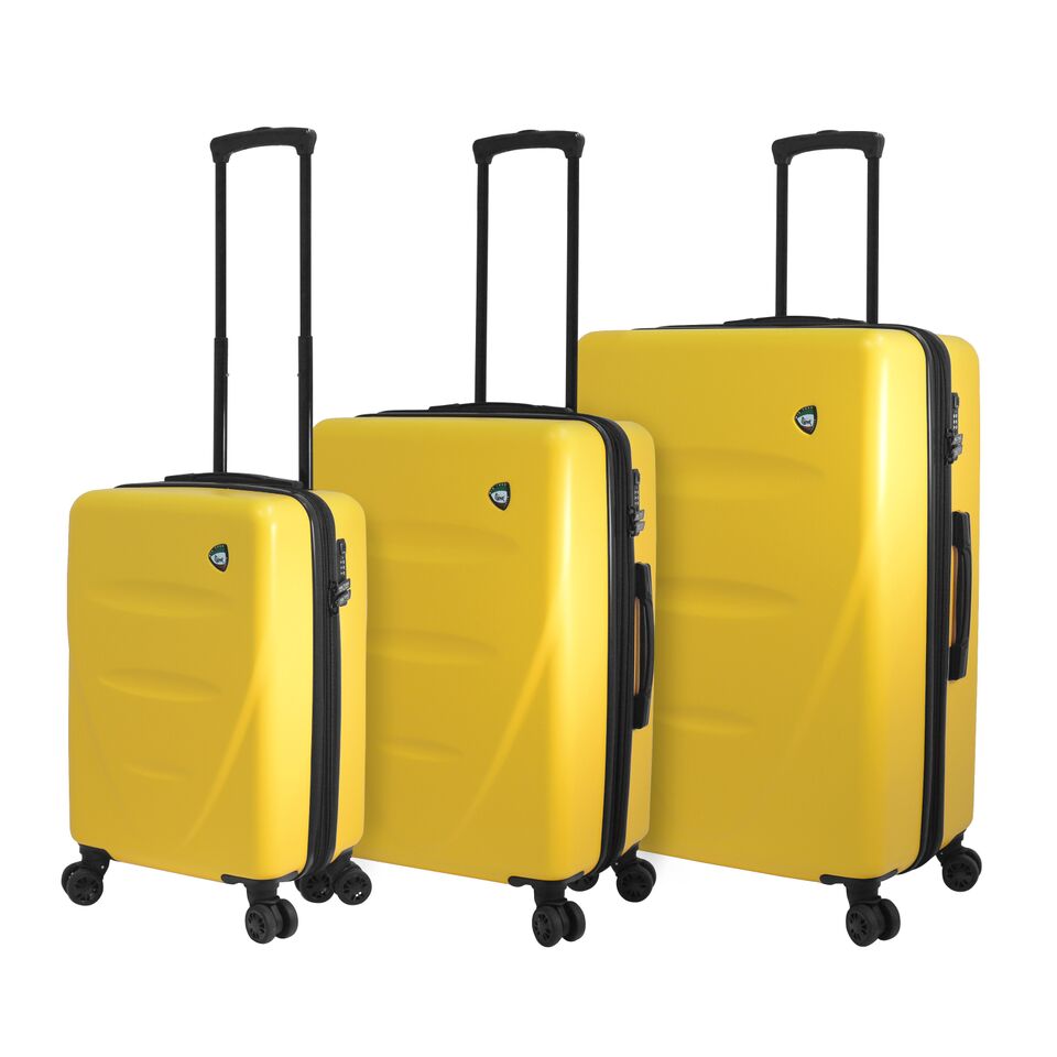 Italy M1304-03pc-ylw Fassa Hardside 3 Piece Spinner Luggage Set With Number Lock, Yellow