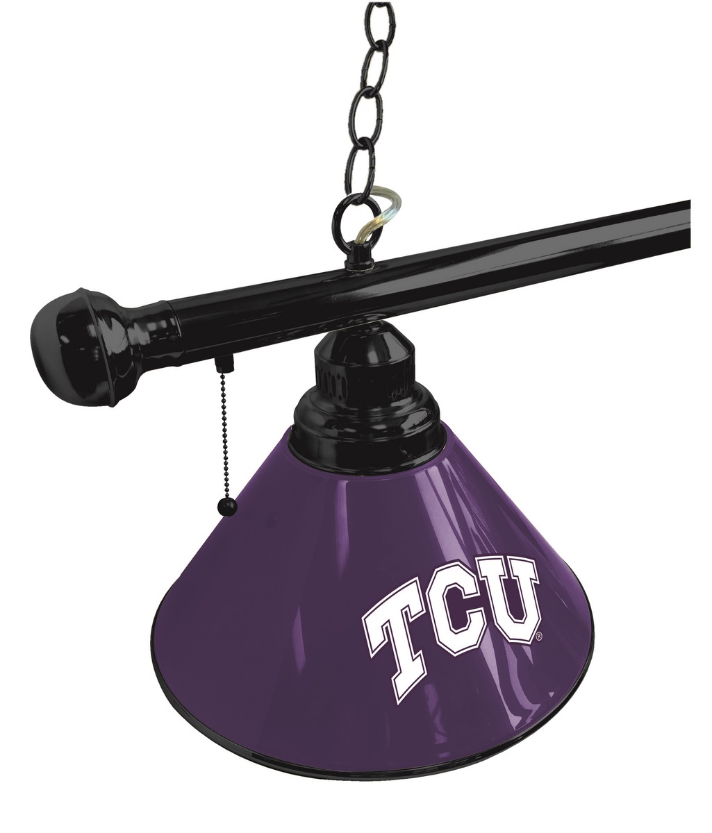 Picture of Holland Bar Stool BL3BKTexChr Texas Christian Horned Frogs 3 Shade Pool Billiard Light- Black
