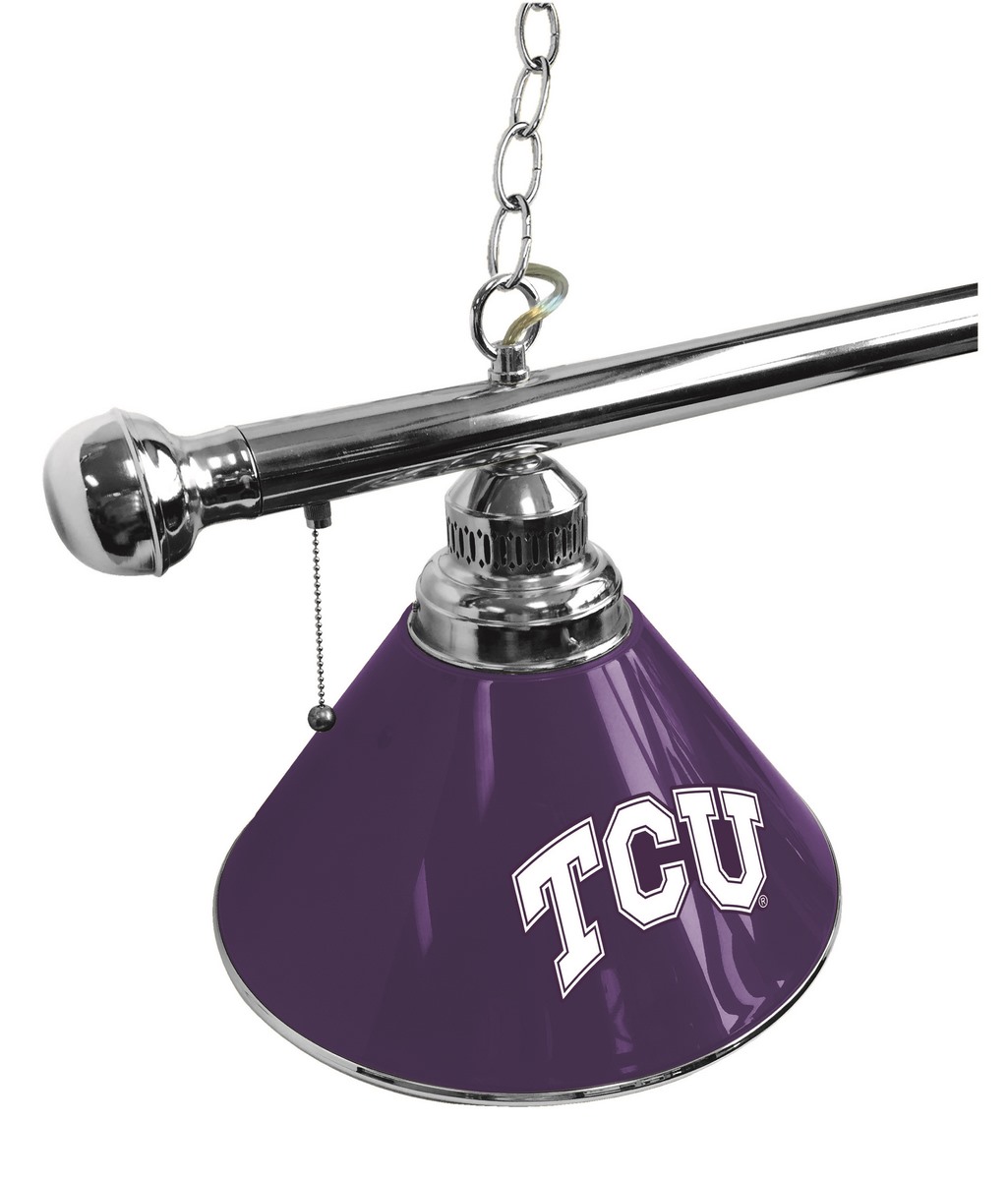 Picture of Holland Bar Stool BL3CHTexChr Texas Christian Horned Frogs 3 Shade Pool Billiard Light- Chrome