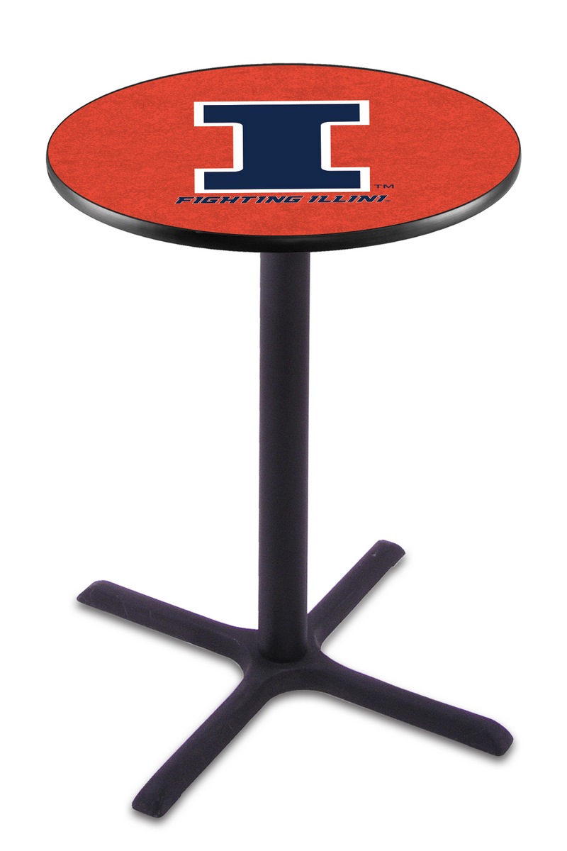 L211 University Of Illinois 36" Tall - 30" Top Pub Table With Black Wrinkle Finish