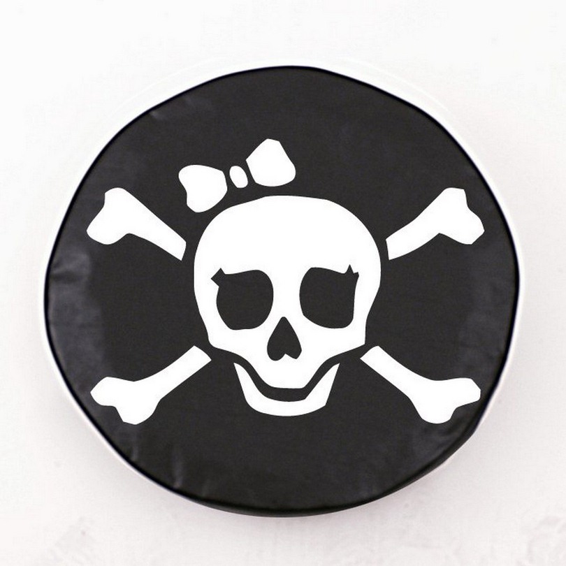 TCCPirGrlWBK-31 1/4 x 12 Pirate Girl (White on Black) Tire Cover